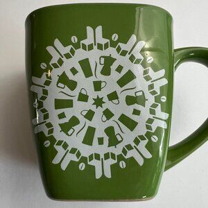 Starbucks Coffee Mug Cup 2004 Green Square 14oz Holiday Snowflake Christmas